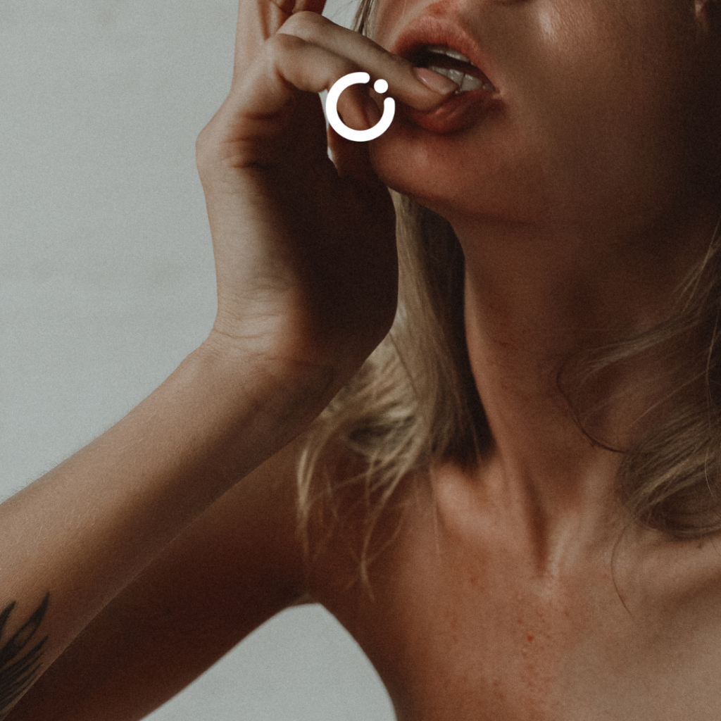 A women biting her lip