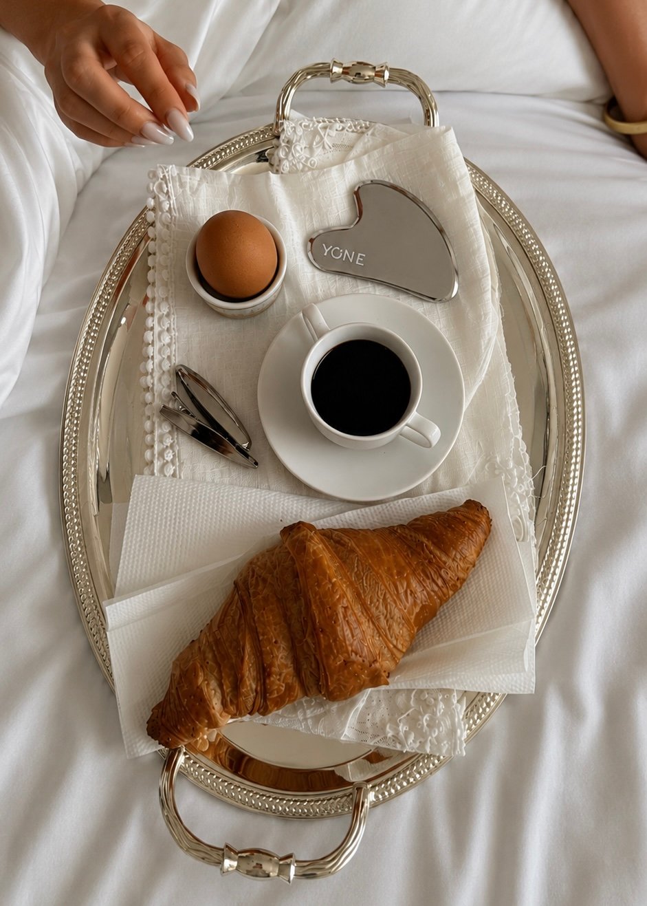 Breakfast tray in hotel