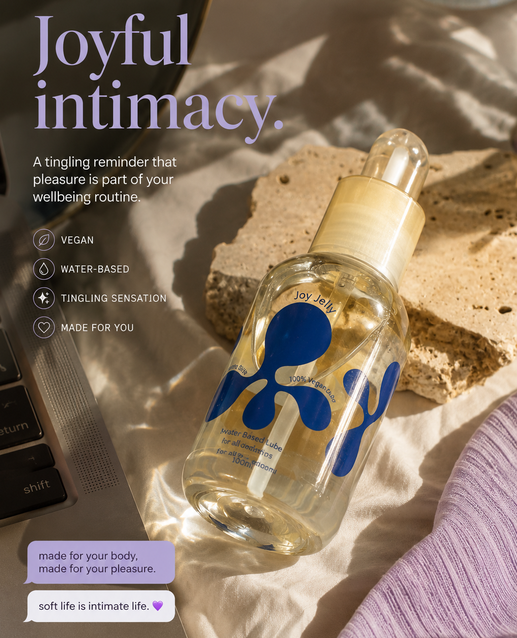 Lube in bottle on table
